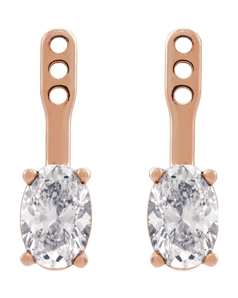 Jaqueta para Brinco Solitário em Ouro 14k com Diamantes de Laboratório – Modelo 2