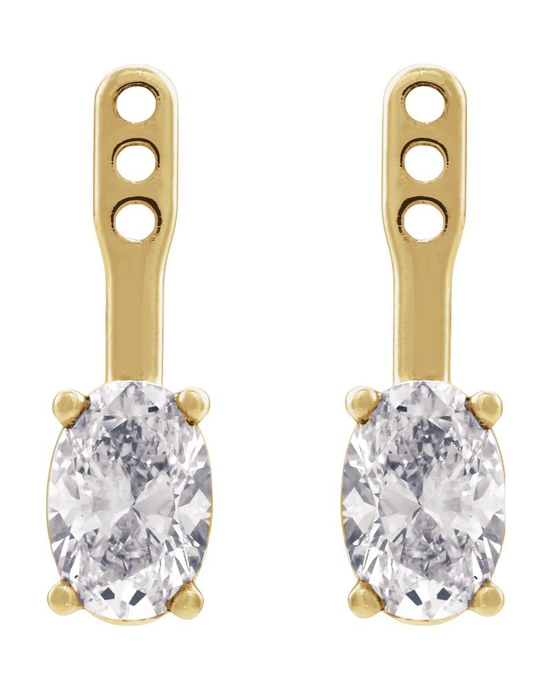 Jaqueta para Brinco Solitário em Ouro 14k com Diamantes de Laboratório – Modelo 2