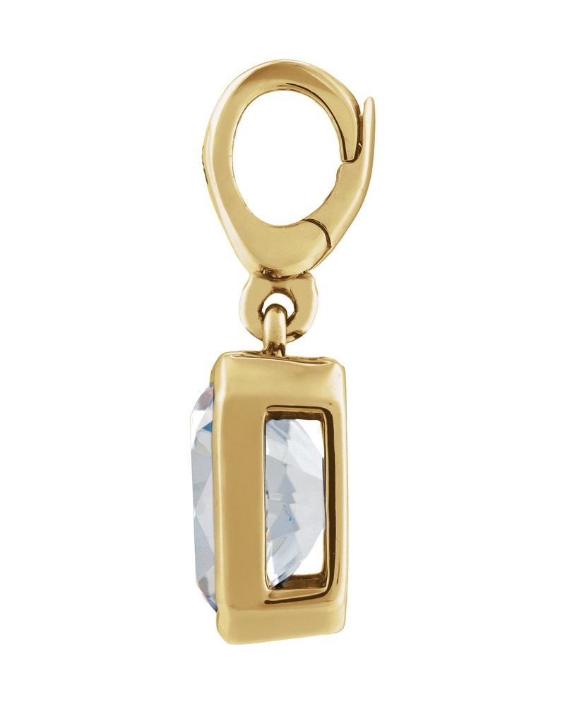 Pingente Pedra do Mês com Cravação Bezel em Ouro 14k com Diamantes de Laboratório