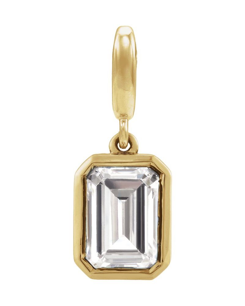 Pingente Pedra do Mês com Cravação Bezel em Ouro 14k com Diamantes de Laboratório