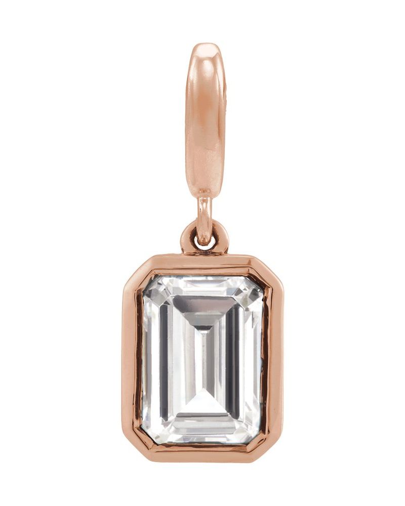 Pingente Pedra do Mês com Cravação Bezel em Ouro 14k com Diamantes de Laboratório