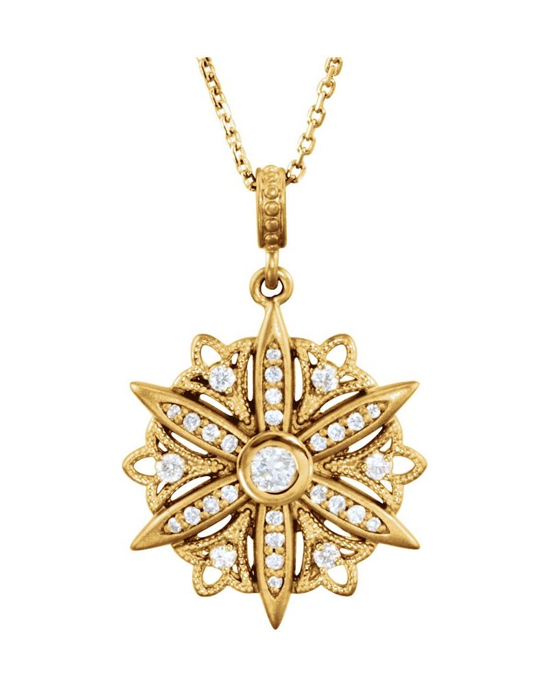 Colar Vintage em Ouro 14k com Diamantes Naturais – Modelo 4