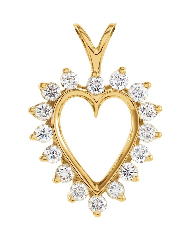 Pingente Coração em Ouro 14k com Diamantes Naturais – Modelo 11