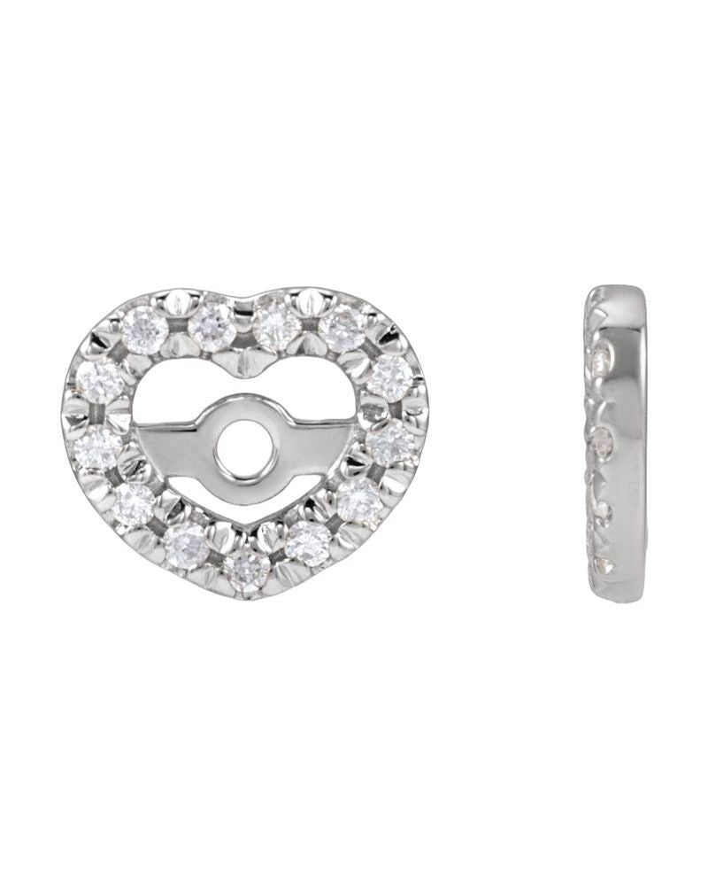 Jaqueta para Brinco Coração Cravejada em Ouro 14k com Diamantes Naturais