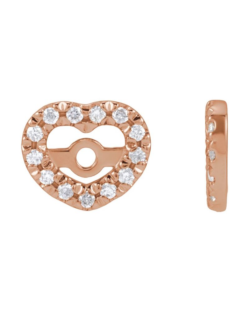 Jaqueta para Brinco Coração Cravejada em Ouro 14k com Diamantes Naturais