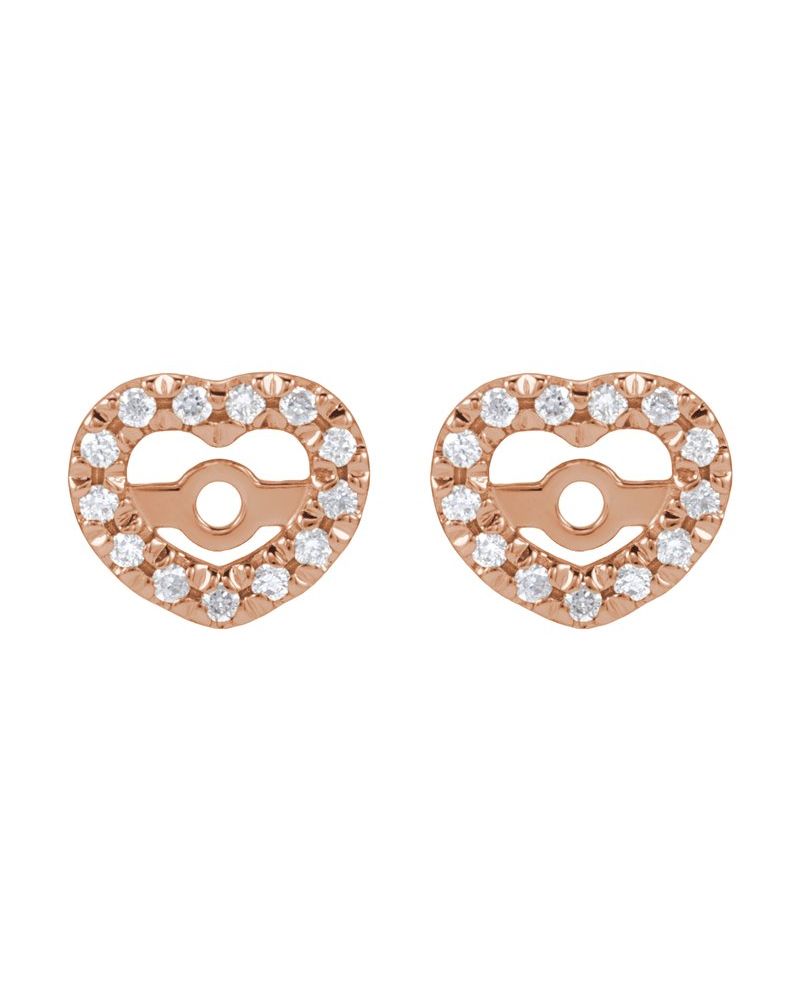 Jaqueta para Brinco Coração Cravejada em Ouro 14k com Diamantes de Laboratório