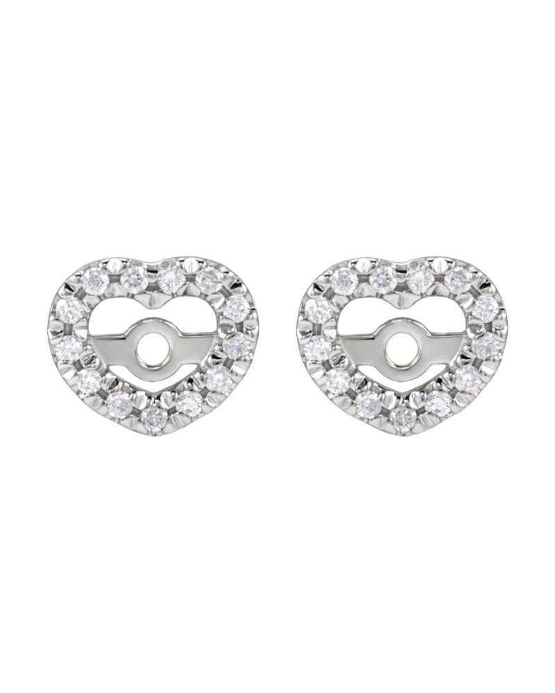 Jaqueta para Brinco Coração Cravejada em Ouro 14k com Diamantes Naturais