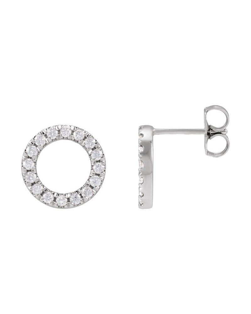 Brinco Círculo Cravejado em Ouro 14k com Diamantes de Laboratório