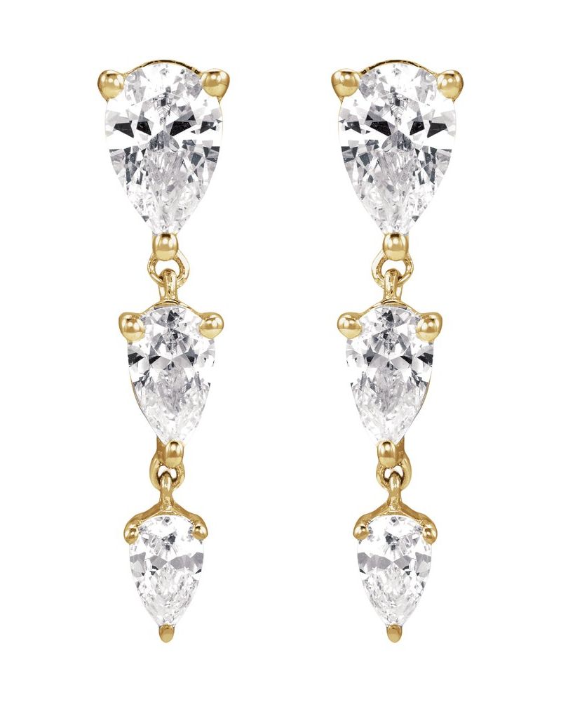 Brinco Três Pedras em Ouro 14k com Diamantes de Laboratório – Modelo 2