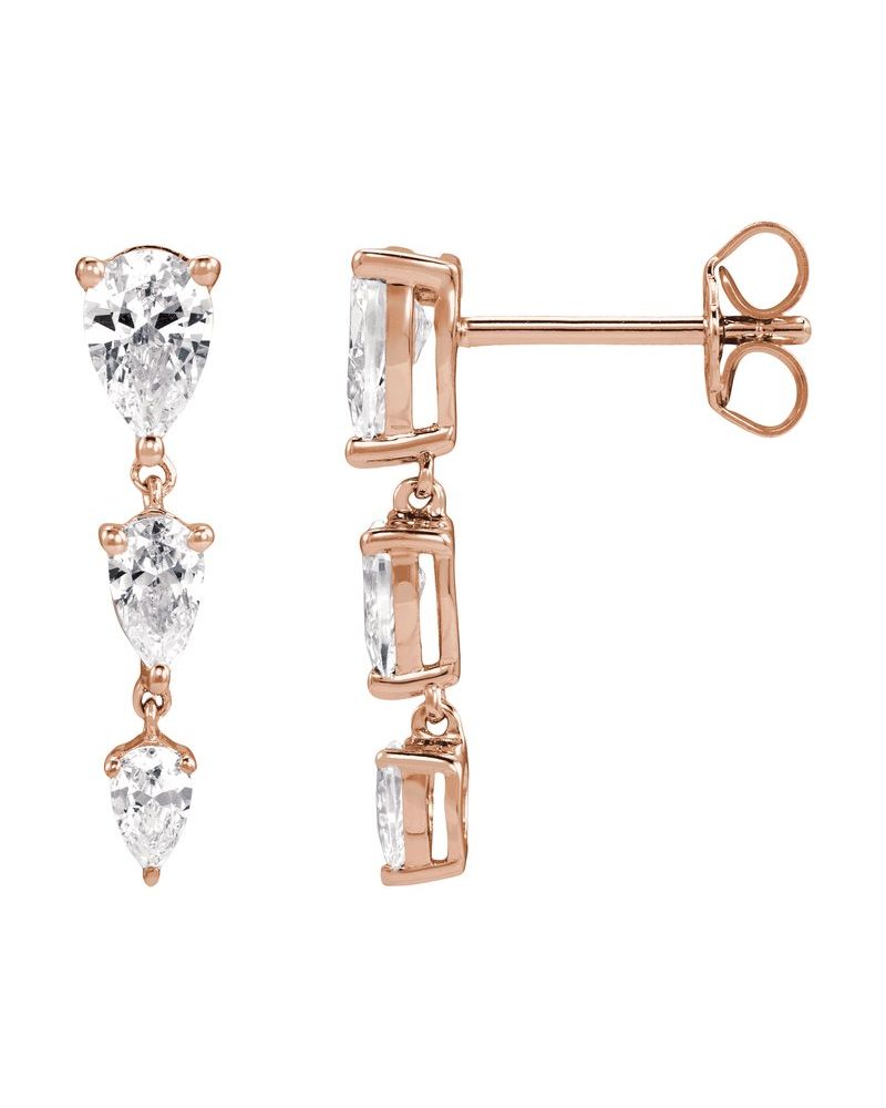 Brinco Três Pedras em Ouro 14k com Diamantes de Laboratório – Modelo 2