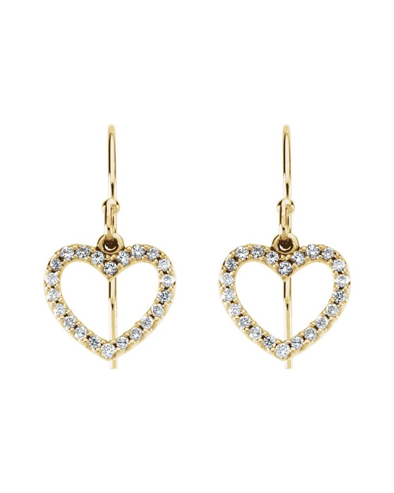 Brinco Coração Cravejado em Ouro 14k com Diamantes Naturais – Modelo 3