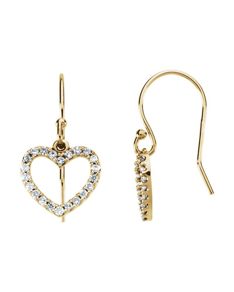 Brinco Coração Cravejado em Ouro 14k com Diamantes Naturais – Modelo 3