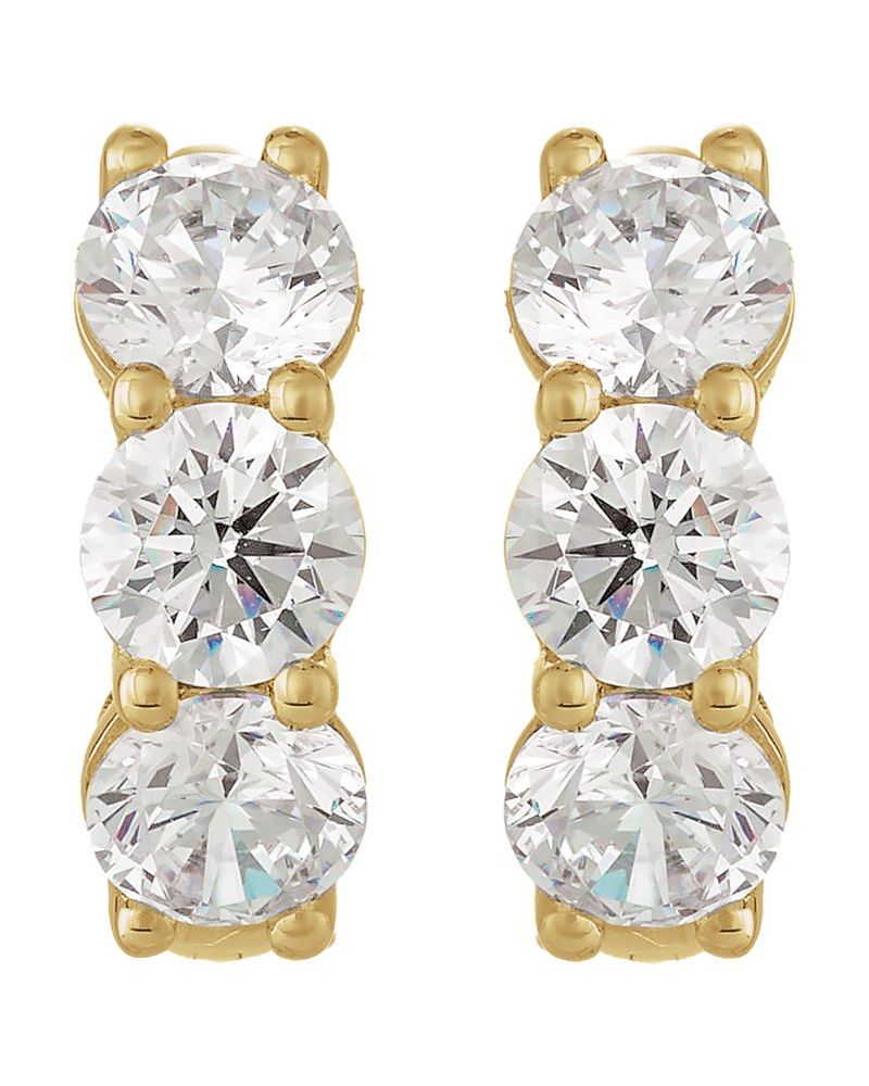 Brinco de Aro Cravejado em Ouro 14k com Diamantes de Laboratório – Modelo 2