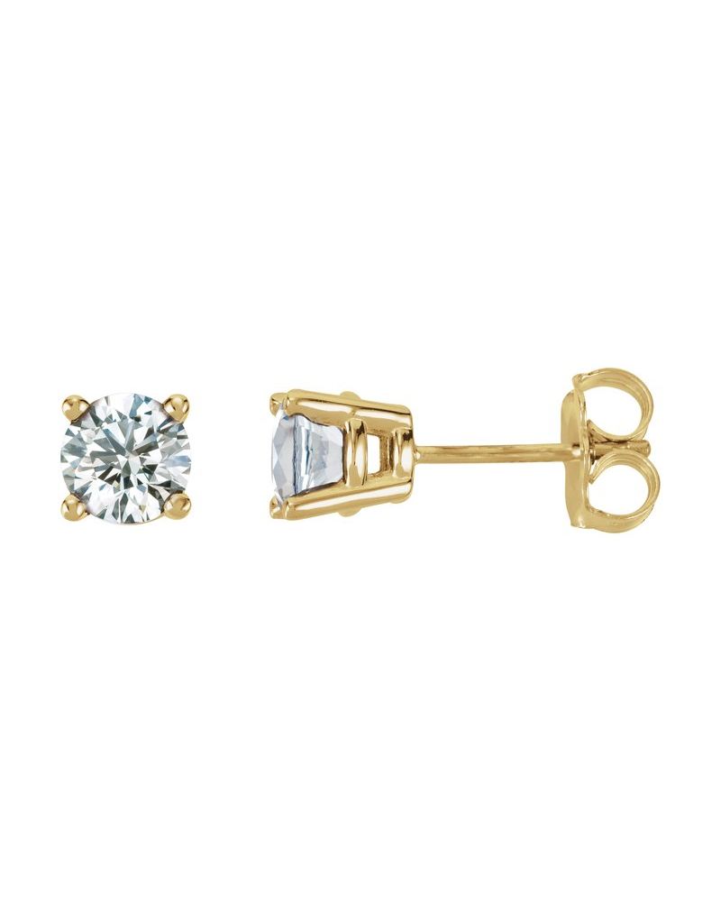 Brinco Ponto de Luz Redondo Quatro Garras em Ouro 14k com Diamantes de Laboratório