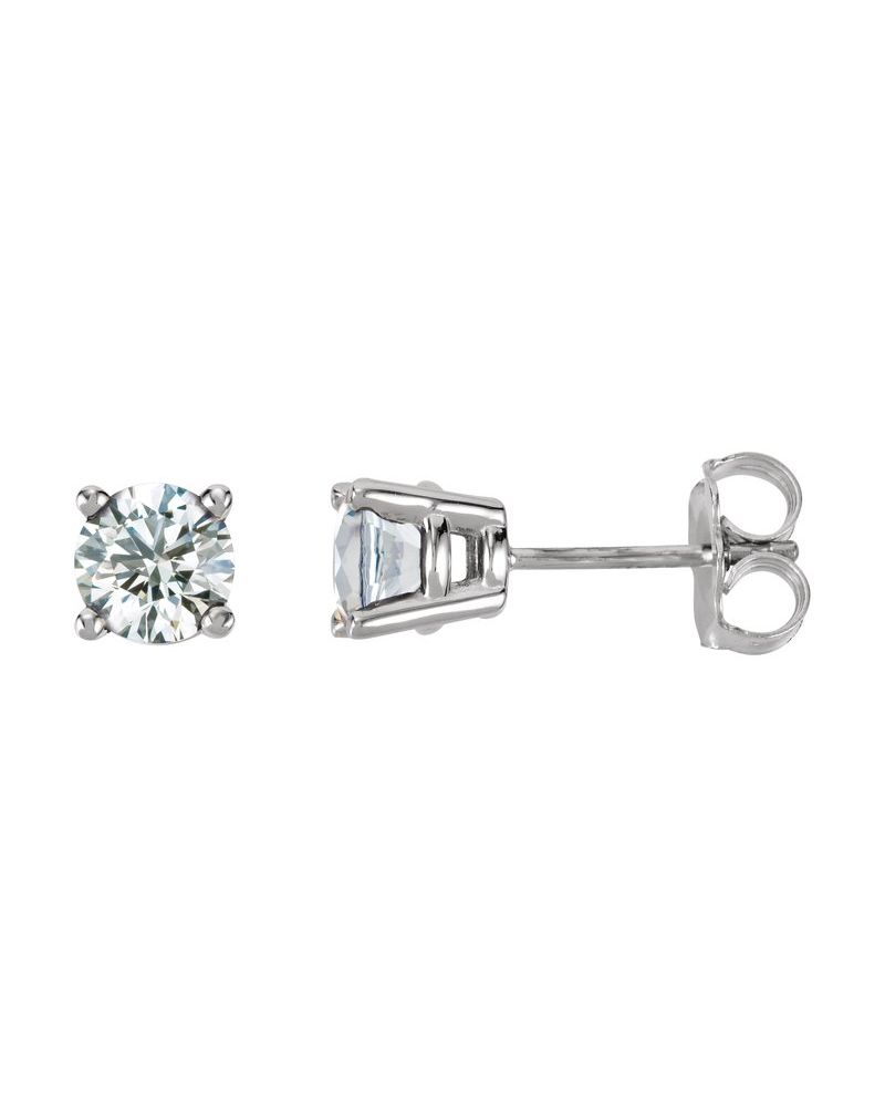 Brinco Ponto de Luz Redondo Quatro Garras em Ouro 14k com Diamantes de Laboratório