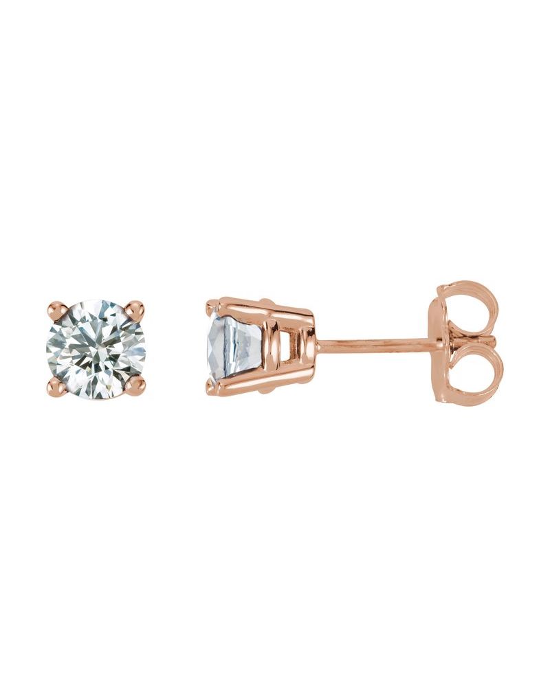 Brinco Ponto de Luz Redondo Quatro Garras em Ouro 14k com Diamantes de Laboratório