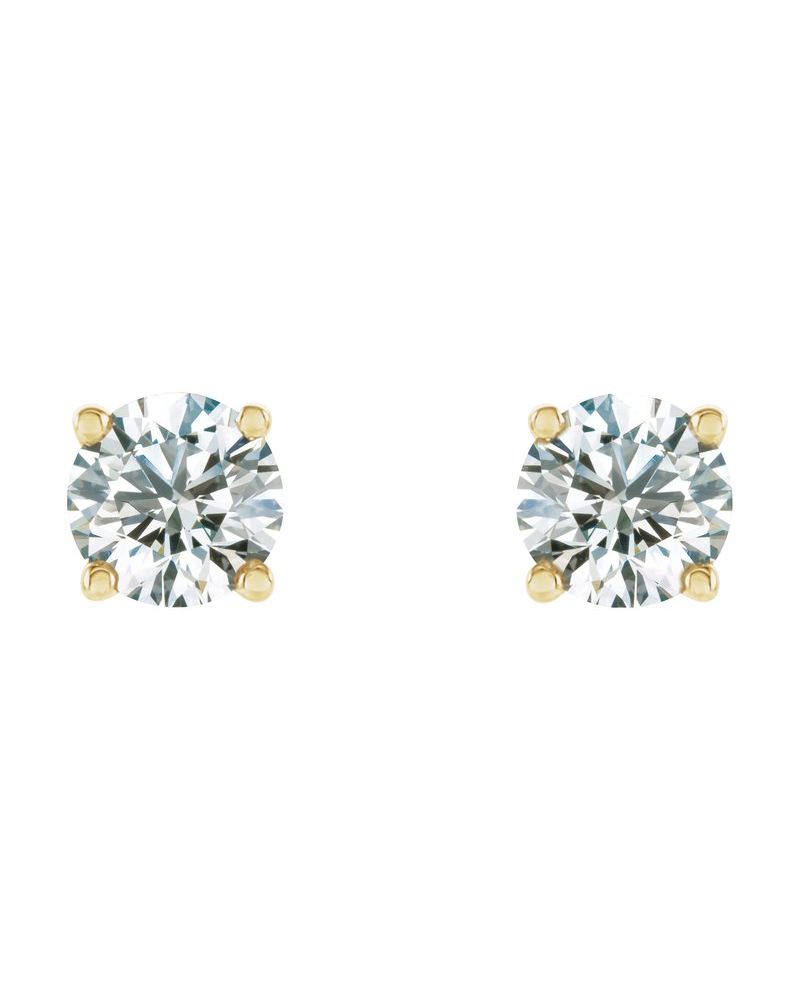 Brinco Ponto de Luz Redondo Quatro Garras em Ouro 14k com Diamantes de Laboratório