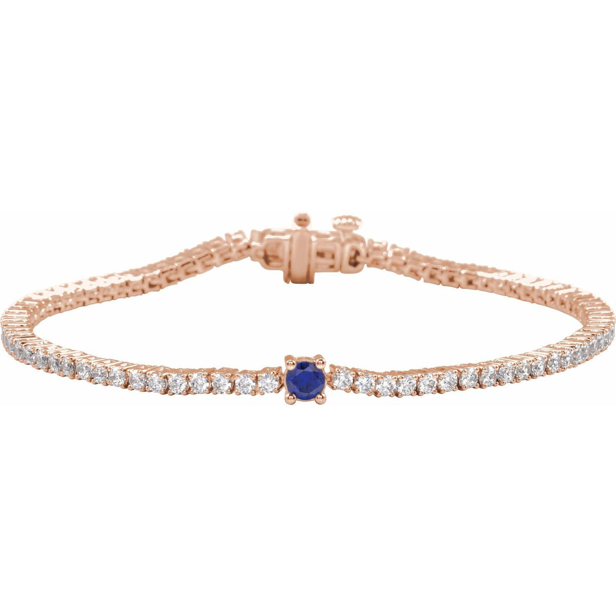 Pulseira riviera safira – Ouro Rosé 14k