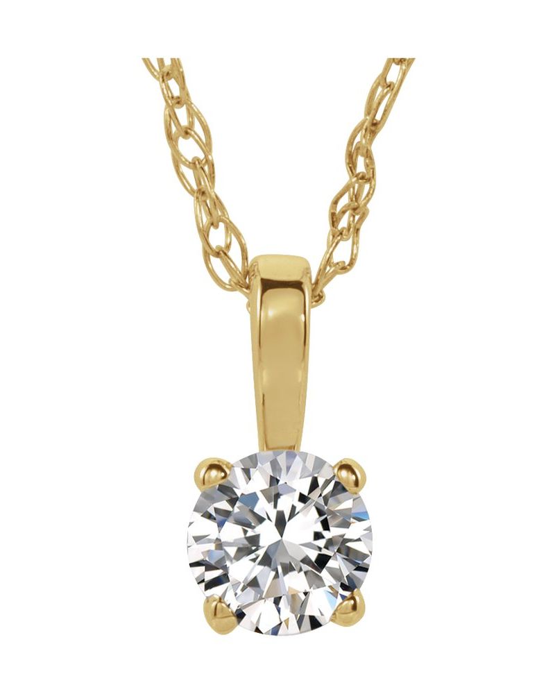 Colar Pedra do Mês Infantil em Ouro 14k com Diamantes Naturais