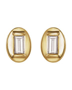 Brinco Baguete Solitário em Ouro 14k com Diamantes de Laboratório