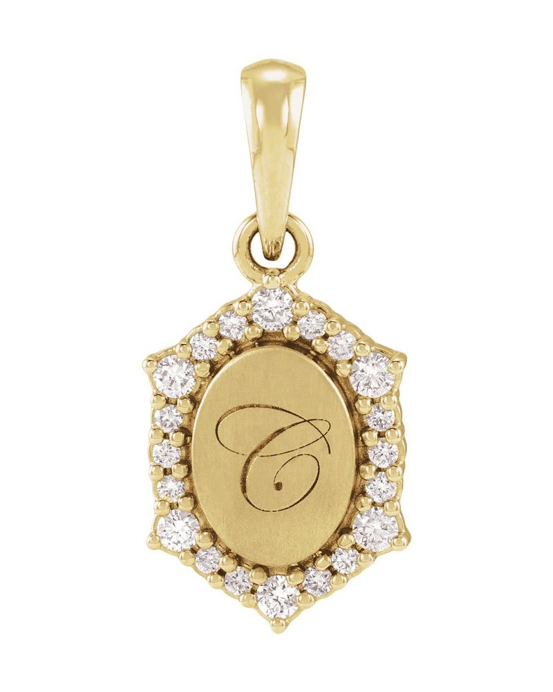 Pingente para Gravação Halo em Ouro 14k com Diamantes de Laboratório
