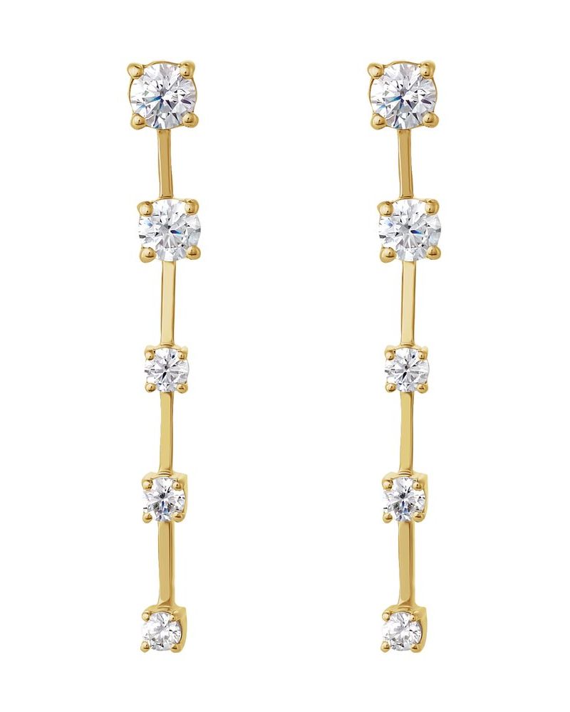 Brinco Pendente Cravejado em Ouro 14k com Diamantes de Laboratório – Modelo 2