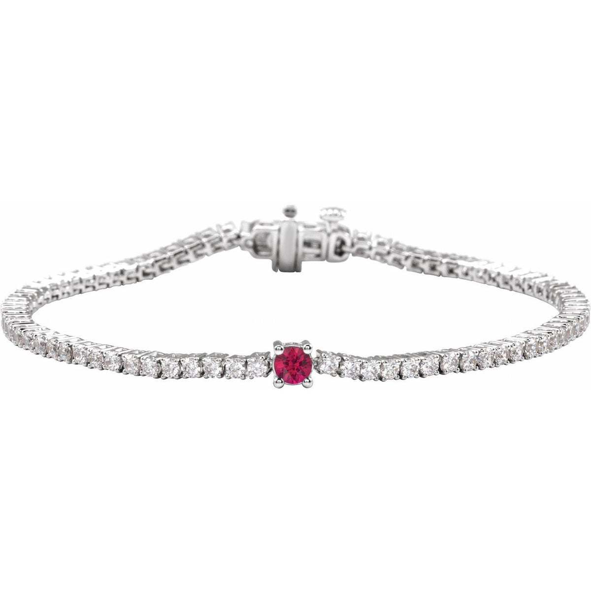 Pulseira riviera rubi – Ouro Branco 14k