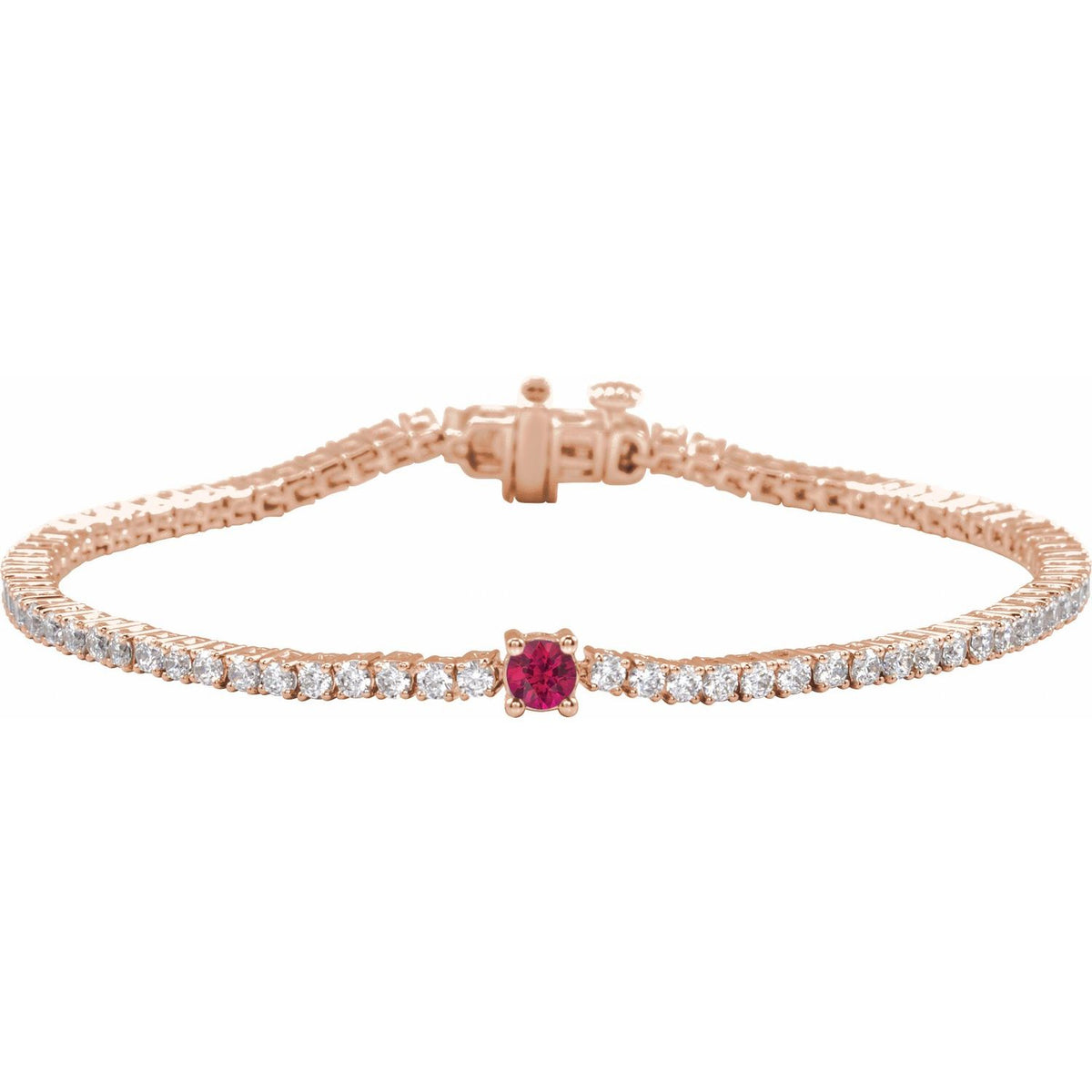 Pulseira riviera rubi – Ouro Rosé 14k
