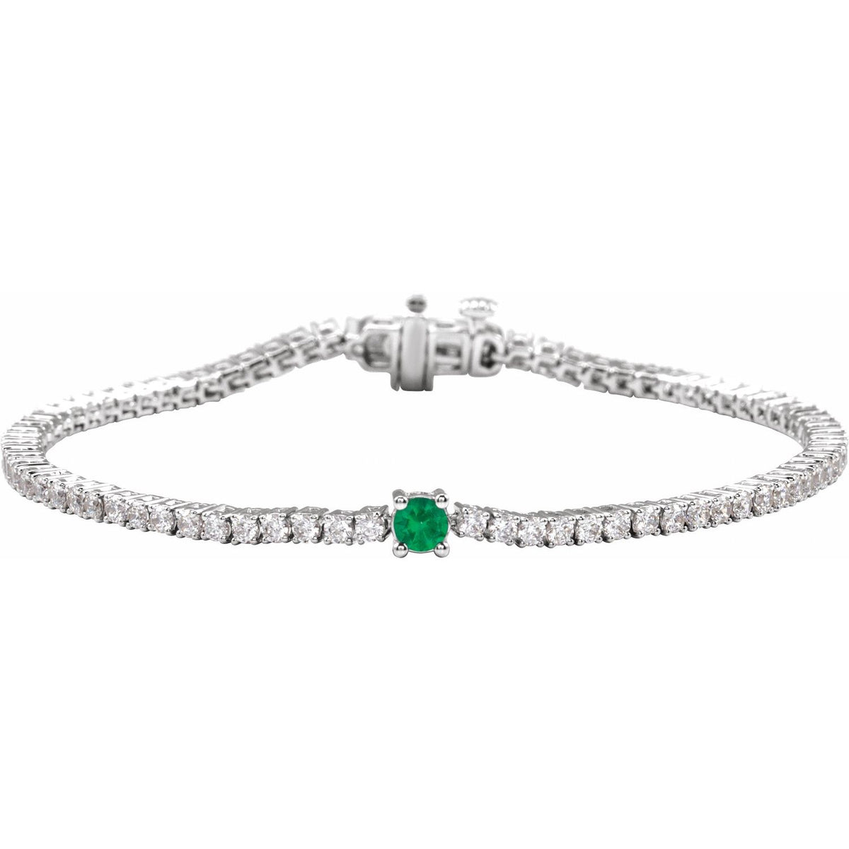 Pulseira riviera esmeralda – Ouro Branco 14k
