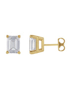 Brinco Ponto de Luz Esmeralda (lapidação) Quatro Garras em Ouro 14k com Diamantes de Laboratório