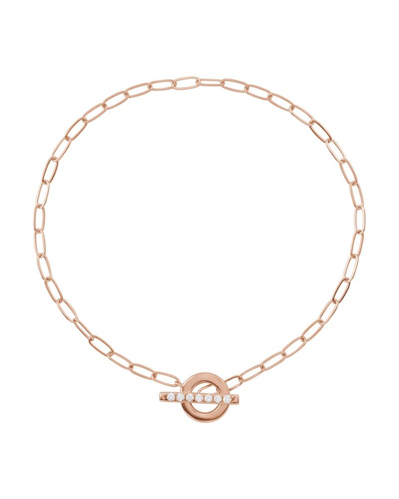 Pulseira Fecho T Cravejada em Ouro 14k com Diamantes Naturais
