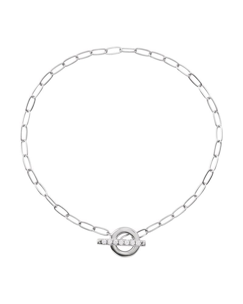 Pulseira Fecho T Cravejada em Ouro 14k com Diamantes Naturais