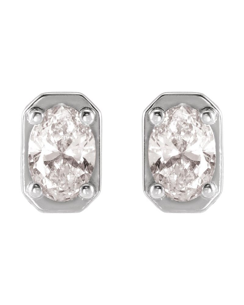 Brinco Ponto de Luz Solitário Estilo Bezel em Ouro 14k com Diamantes de Laboratório