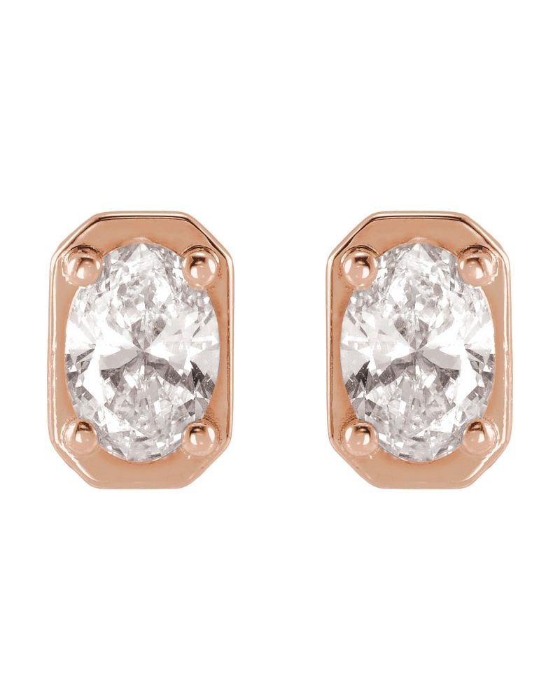 Brinco Ponto de Luz Solitário Estilo Bezel em Ouro 14k com Diamantes de Laboratório