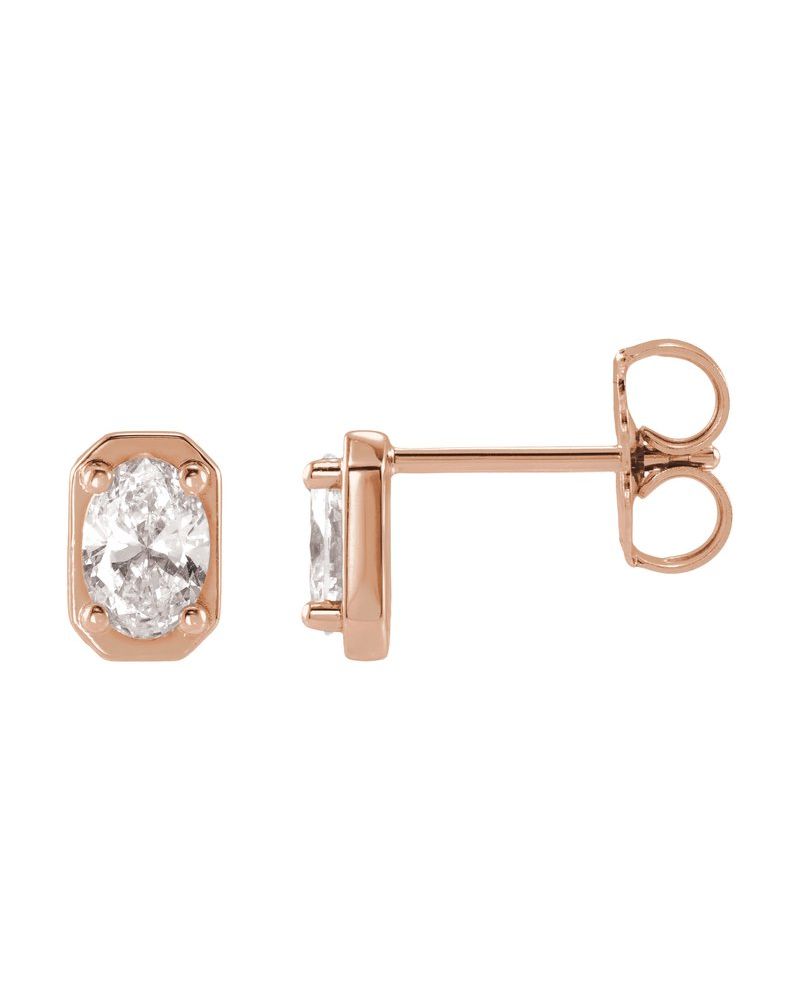Brinco Ponto de Luz Solitário Estilo Bezel em Ouro 14k com Diamantes Naturais