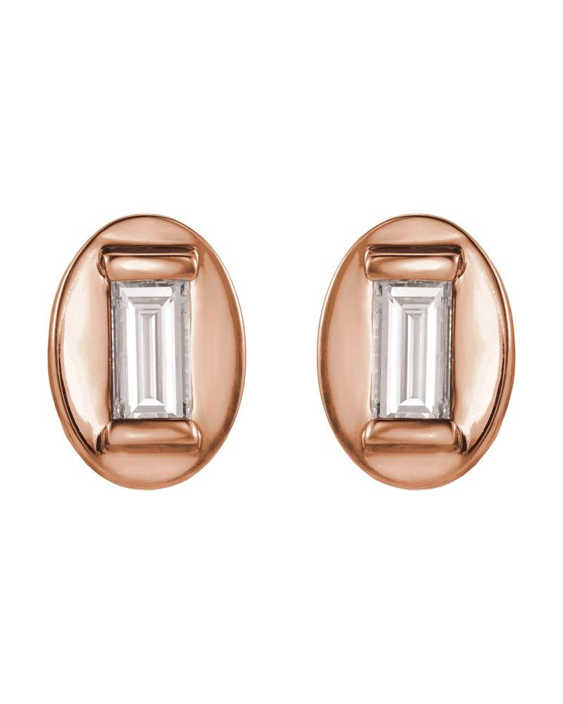Brinco Baguete Solitário em Ouro 14k com Diamantes Naturais