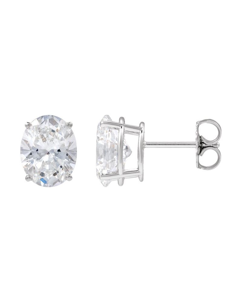 Brinco Ponto de Luz Oval Quatro Garras Leve em Ouro 14k com Diamantes de Laboratório