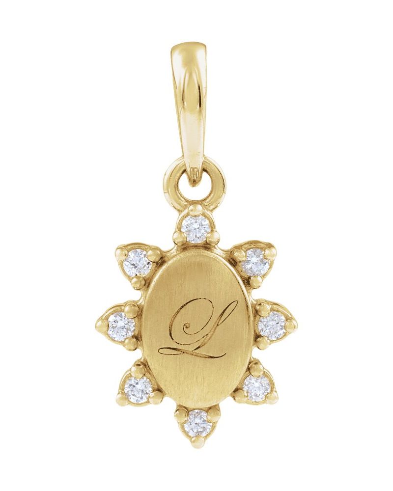 Pingente para Gravação Cravejado em Ouro 14k com Diamantes de Laboratório – Modelo 3