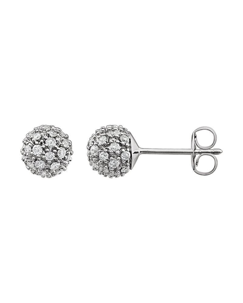 Brinco Ponto de Luz Cluster Bola em Ouro 14k com Diamantes Naturais