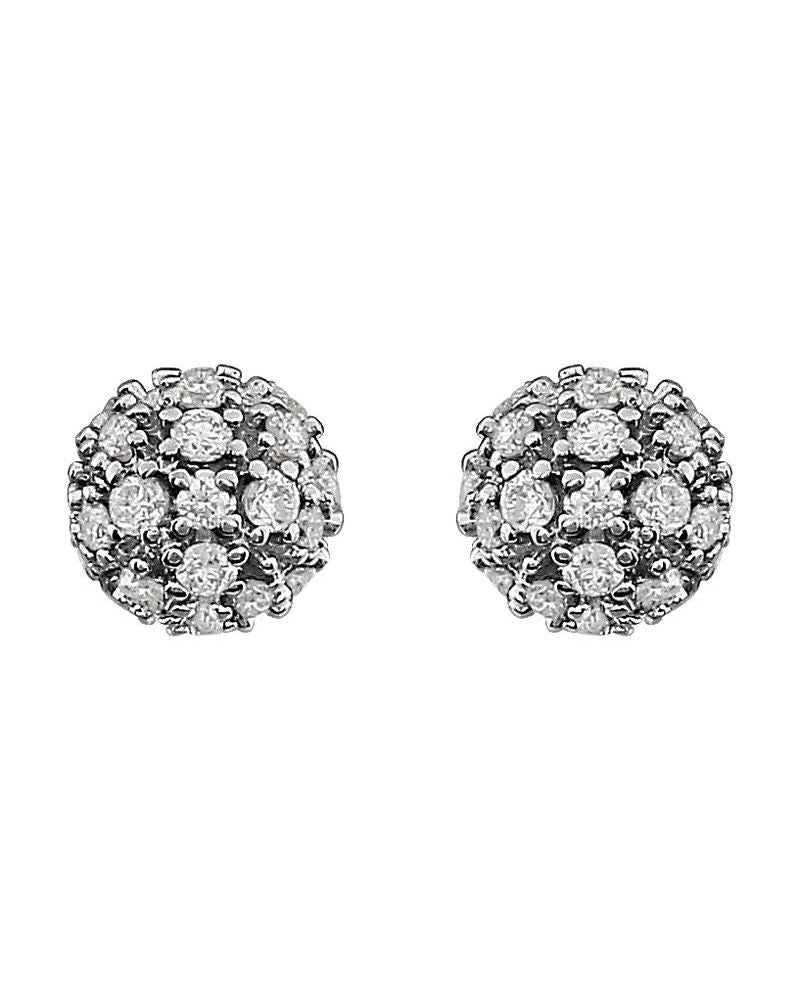 Brinco Ponto de Luz Cluster Bola em Ouro 14k com Diamantes Naturais