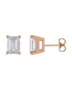 Brinco Ponto de Luz Esmeralda (lapidação) Quatro Garras em Ouro 14k com Diamantes de Laboratório