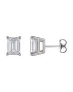 Brinco Ponto de Luz Esmeralda (lapidação) Quatro Garras em Ouro 14k com Diamantes de Laboratório