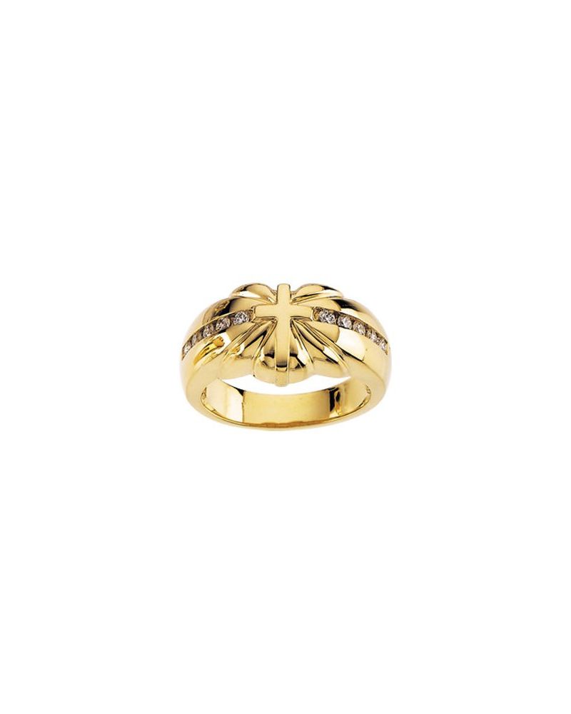 Anel Cruz em Ouro 14k com Diamantes Naturais – Modelo 5