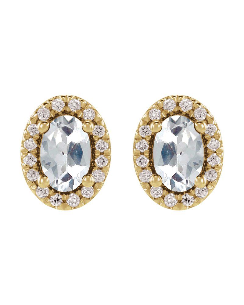 Brinco com Cravação Francesa Halo em Ouro 14k com Diamantes de Laboratório