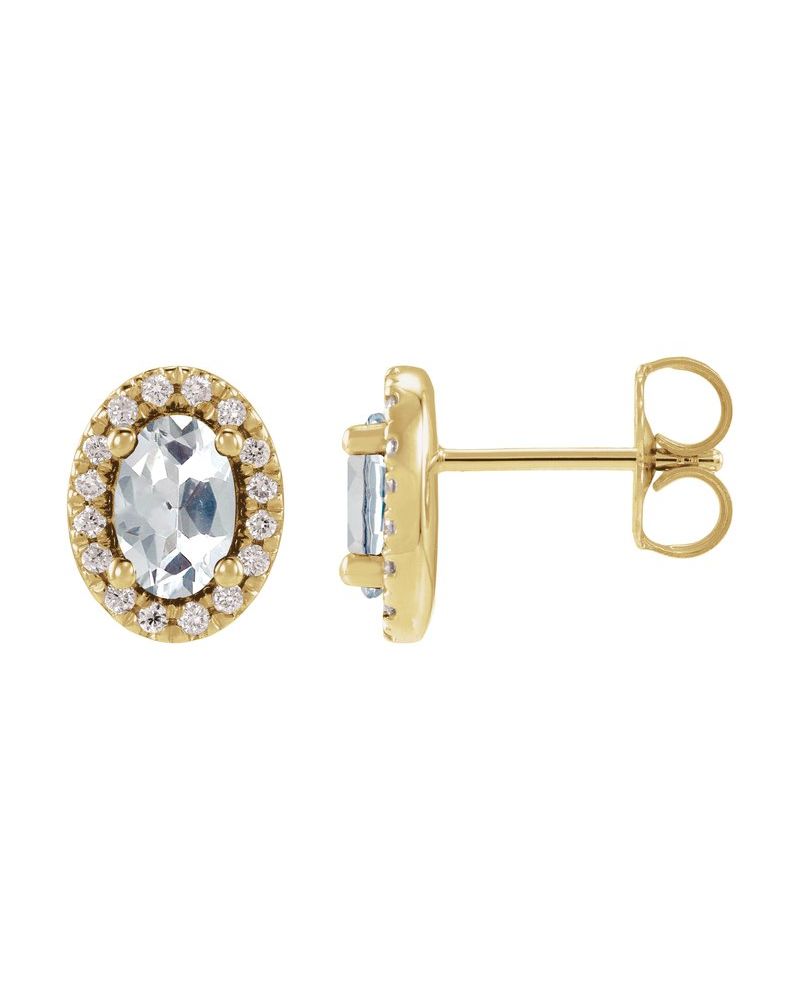 Brinco com Cravação Francesa Halo em Ouro 14k com Diamantes de Laboratório