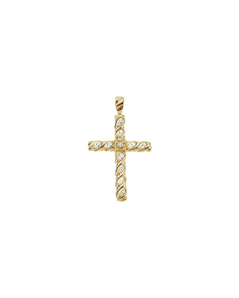 Pingente Cruz em Ouro 14k com Diamantes Naturais – Modelo 33