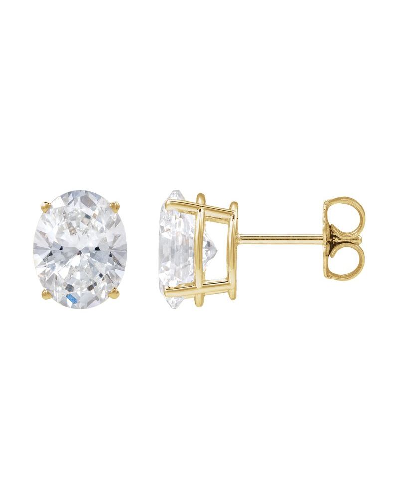Brinco Ponto de Luz Oval Quatro Garras Leve em Ouro 14k com Diamantes de Laboratório