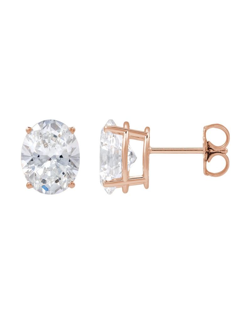 Brinco Ponto de Luz Oval Quatro Garras Leve em Ouro 14k com Diamantes de Laboratório