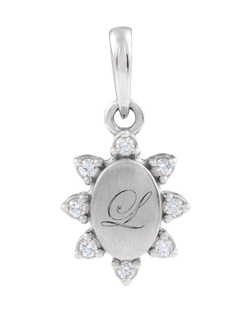 Pingente para Gravação Cravejado em Ouro 14k com Diamantes de Laboratório – Modelo 3