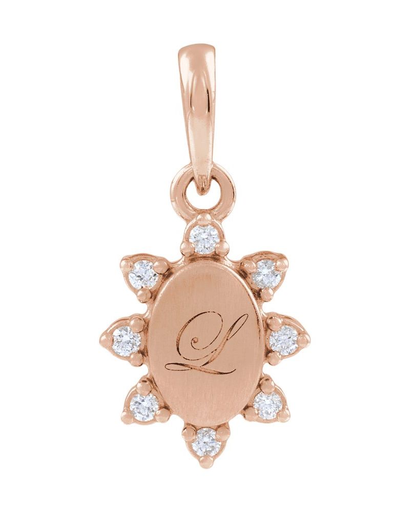 Pingente para Gravação Cravejado em Ouro 14k com Diamantes de Laboratório – Modelo 3